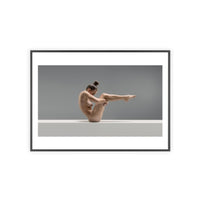 Framed Nude Yoga Print with Wooden Frame - Fine Art Photography, minimalist style, horizontal orientation