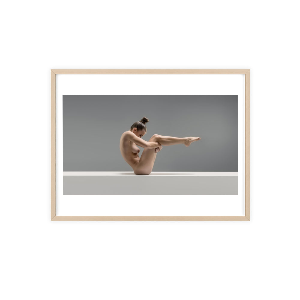 Nude Yoga -  Print with Wooden Frame