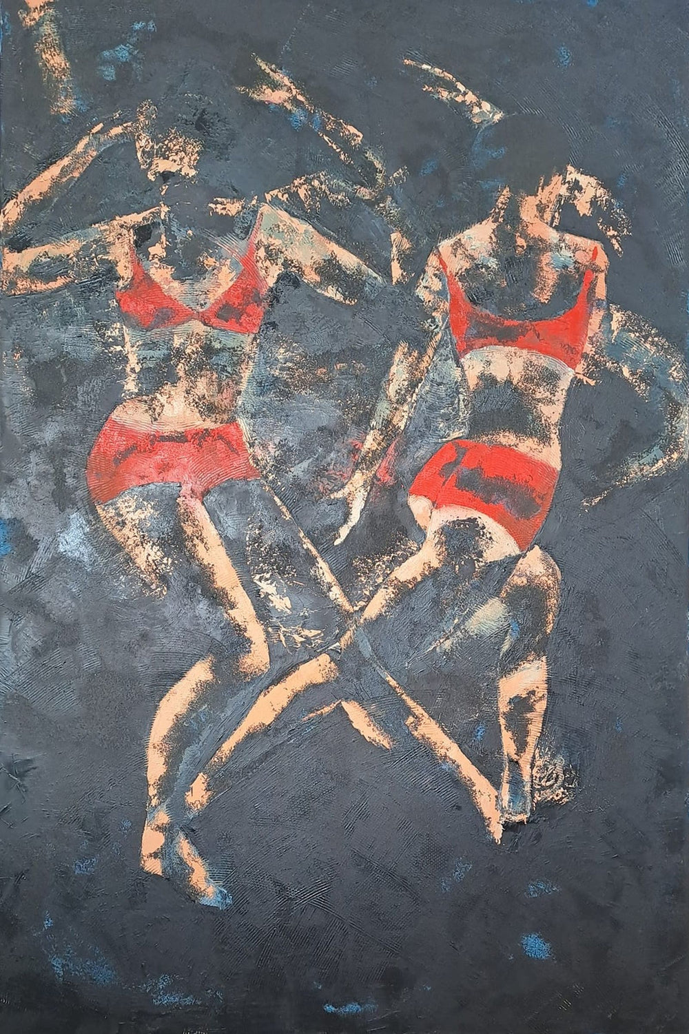 Corps Émoi Rouge | Original Painting by Corinne Malfreyt (120×80 cm | 47.2×31.5 in)