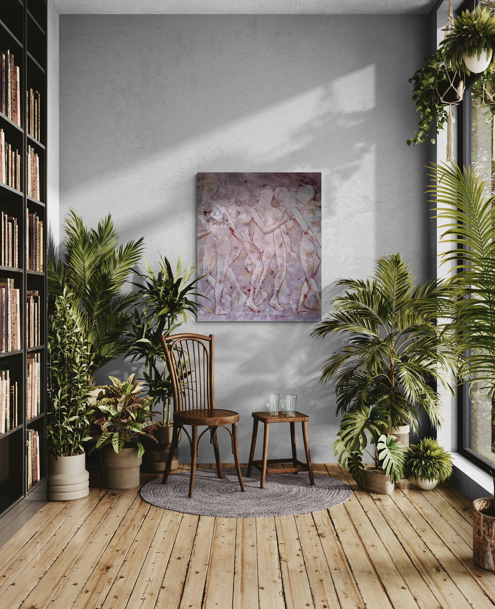 Corinne Malfreyt, Le Tourbillon de la Vie (2018). Original oil and acrylic painting depicting motion and life energy inspired by dance.