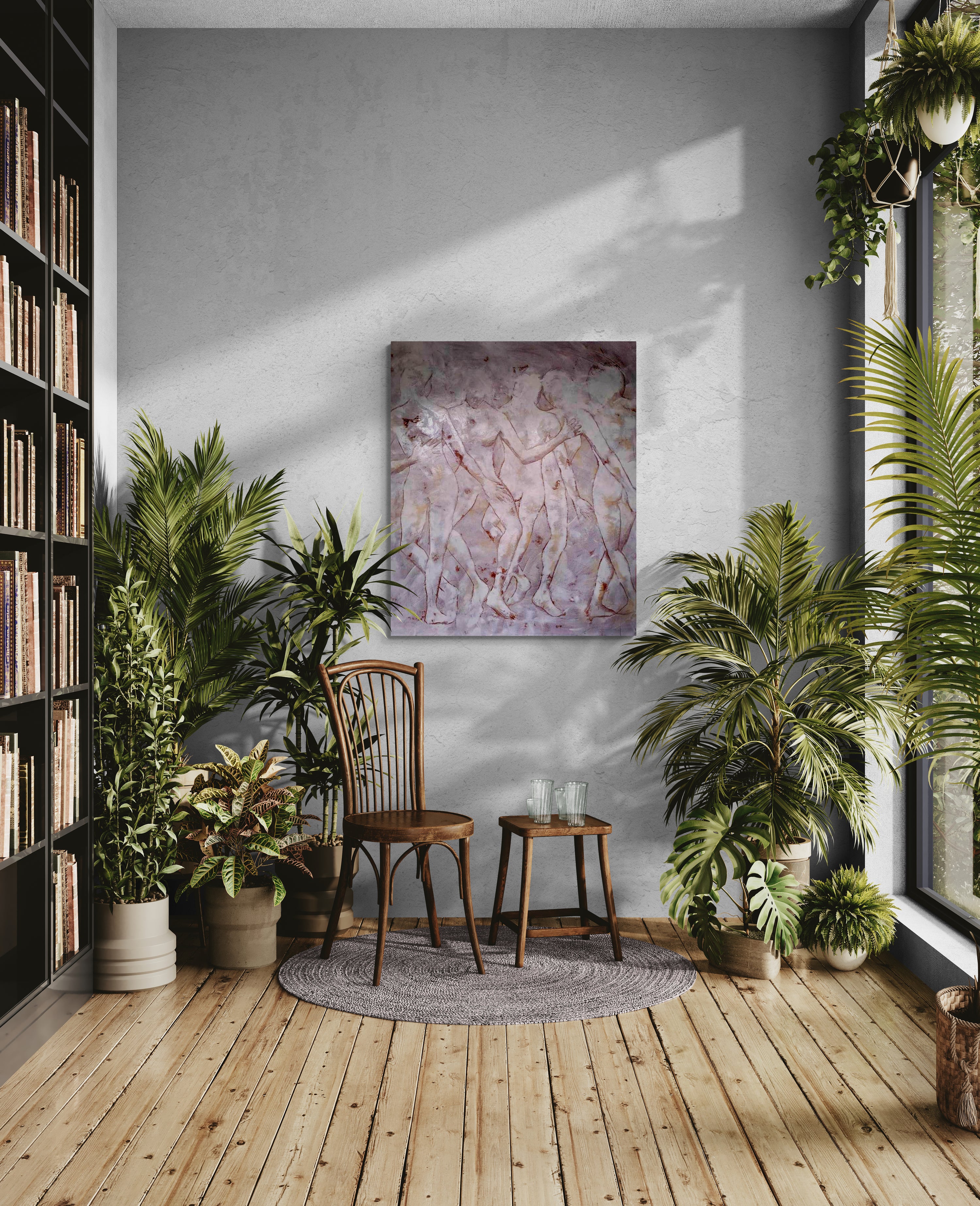 Corinne Malfreyt, Le Tourbillon de la Vie (2018). Original oil and acrylic painting depicting motion and life energy inspired by dance.