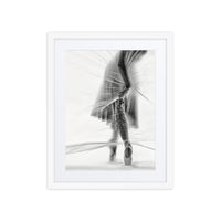 A minimalist portrayal of a dancer en pointe, her figure partially obscured by fabric, creating a poetic narrative of subtle strength and artistry.