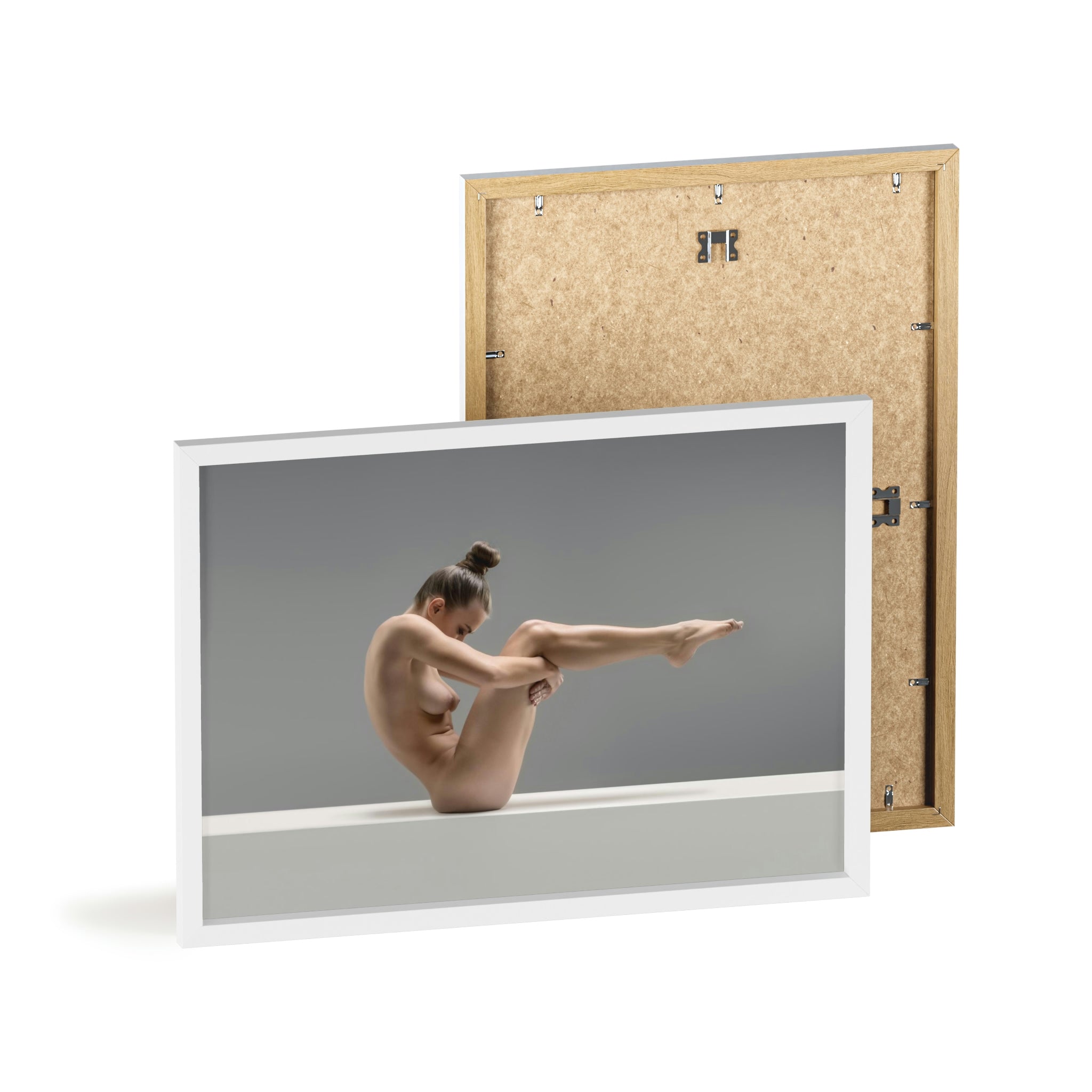 Yoga desnudo - Impresión con marco de madera