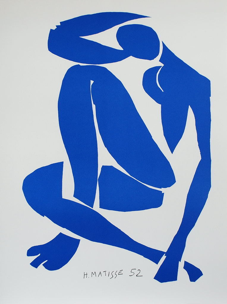 Nu Bleu IV (Blue Nude IV), 2007 by Henri Matisse (French, 1869–1954)  Lithograph, size 79 × 58 cm | 31 1/10 × 22 4/5 in Edition of 200 This work is part of a limited edition set.  Color lithograph after the work by Henri Matisse. This lithograph was printed and published in 2007 in our Art-Lithography's workshop in Paris using 100% cotton 300 g/m² BFK Rives paper to celebrate the 60th anniversary of the original 1947 Jazz book of which our portfolio is the facsimile.