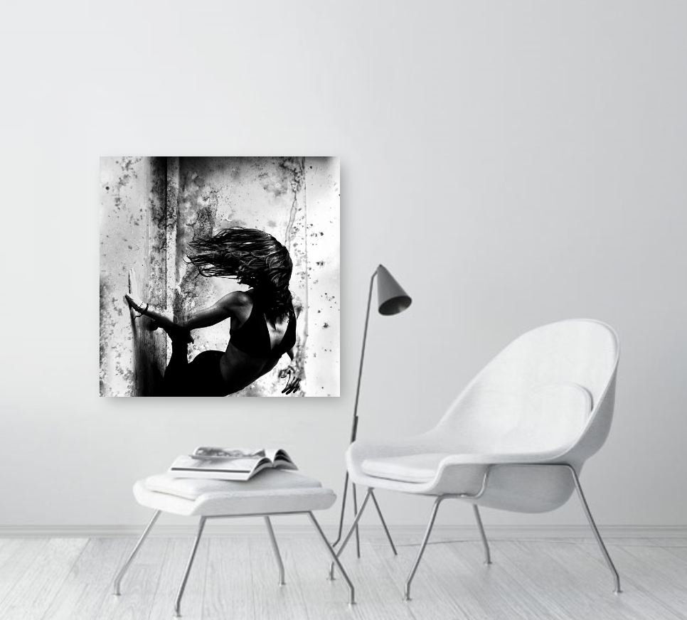 Close-up of black and white dance fine art print
