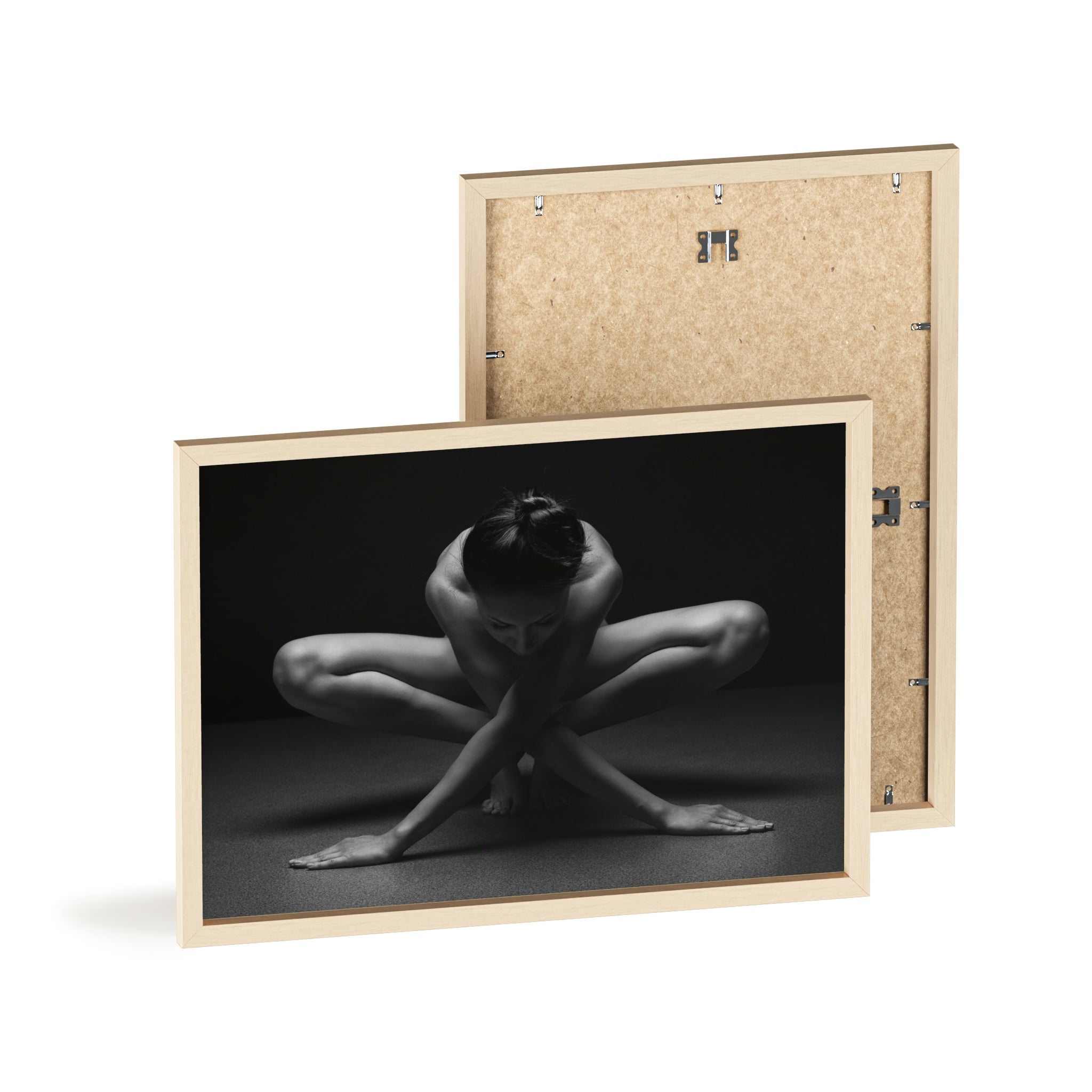 Postura de yoga - Impresión con marco de madera