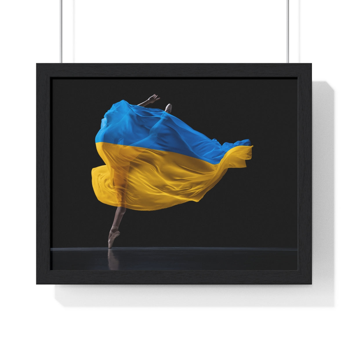 Ballerina dancing with Ukraine flag - Framed Print