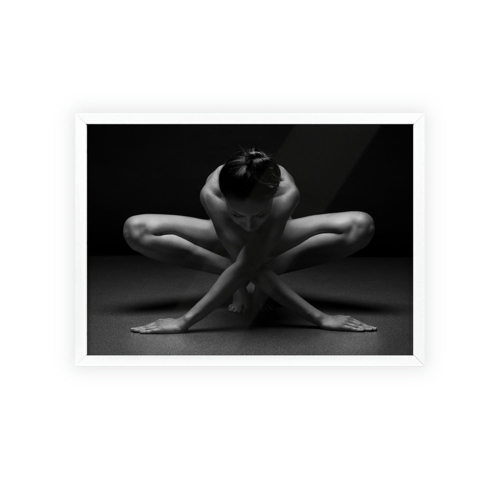 Postura de yoga - Impresión con marco de madera