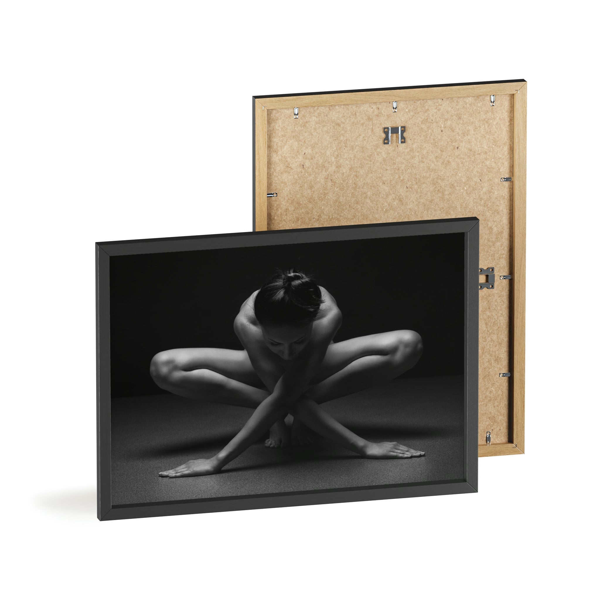 Pose de yoga - Impression avec cadre en bois