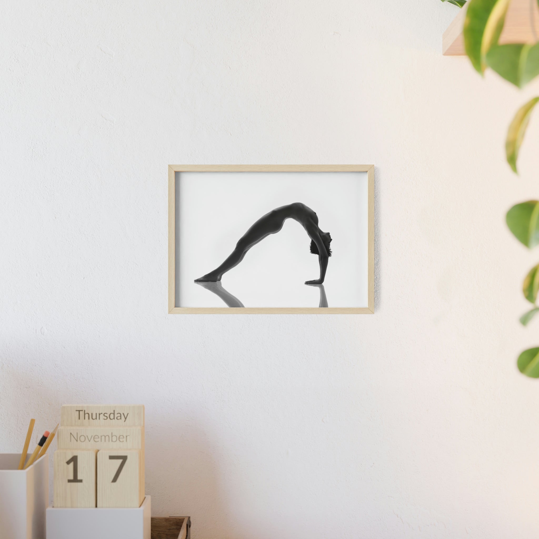 White Yoga -  Print with Wooden Frame